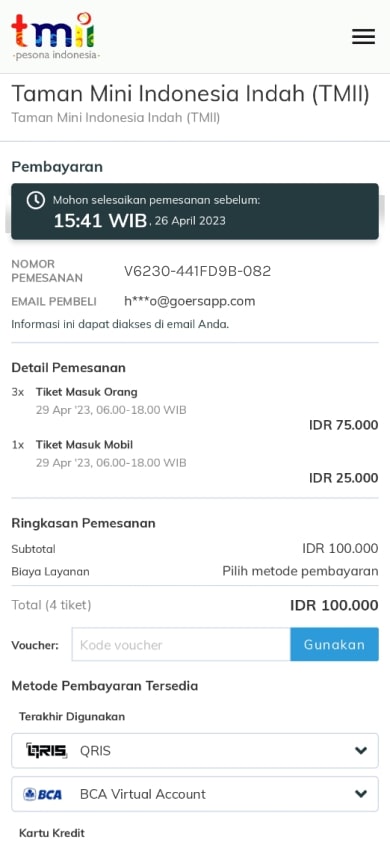 cara pembayaran tiket tmii