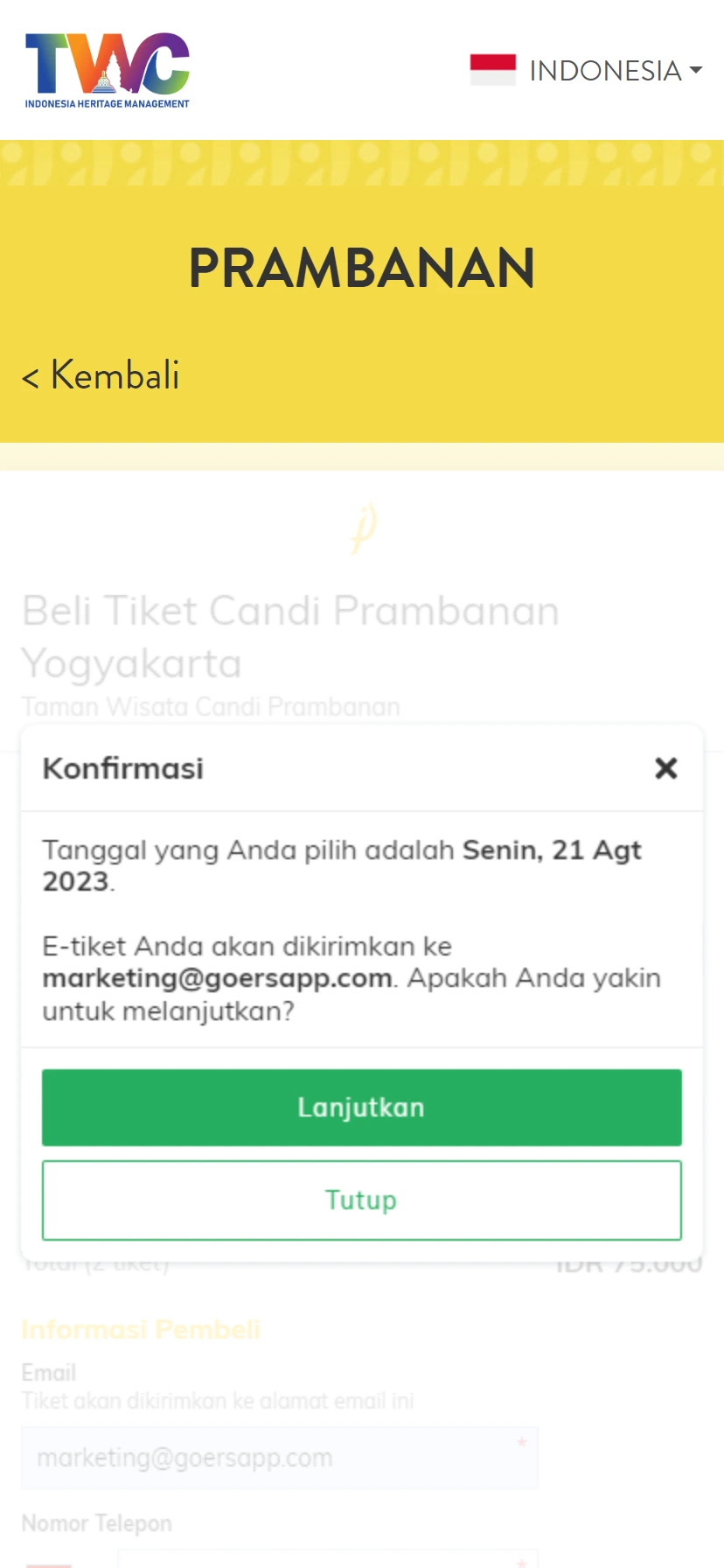 cara beli tiket candi prambanan kaws