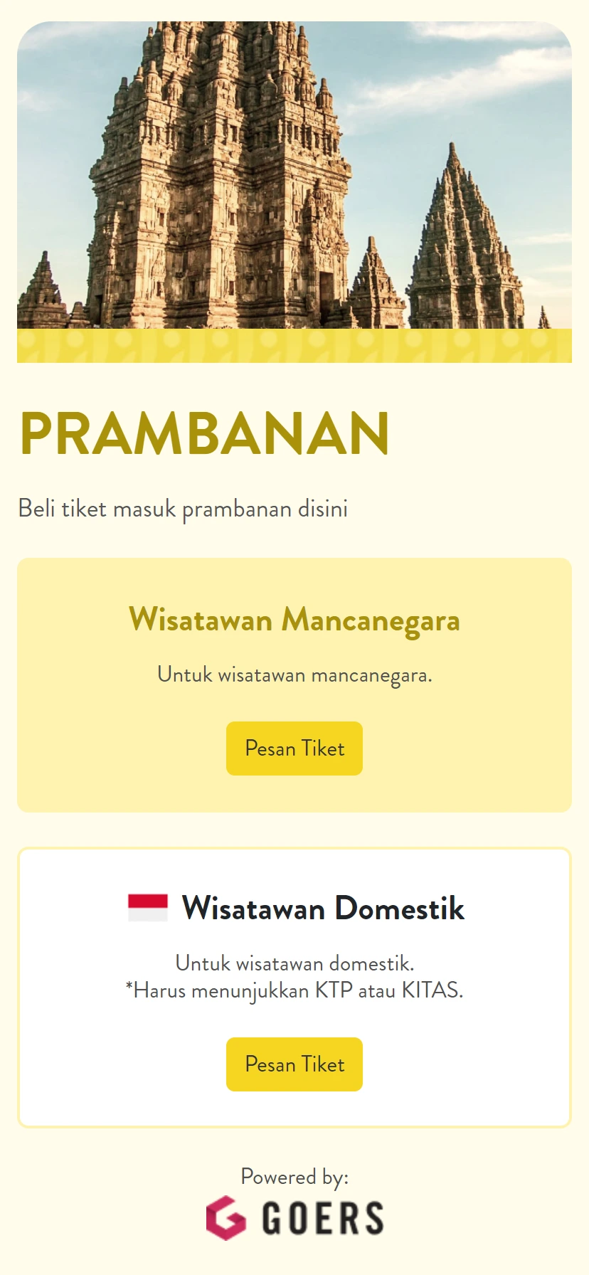Cara beli tiket candi prambana kaws