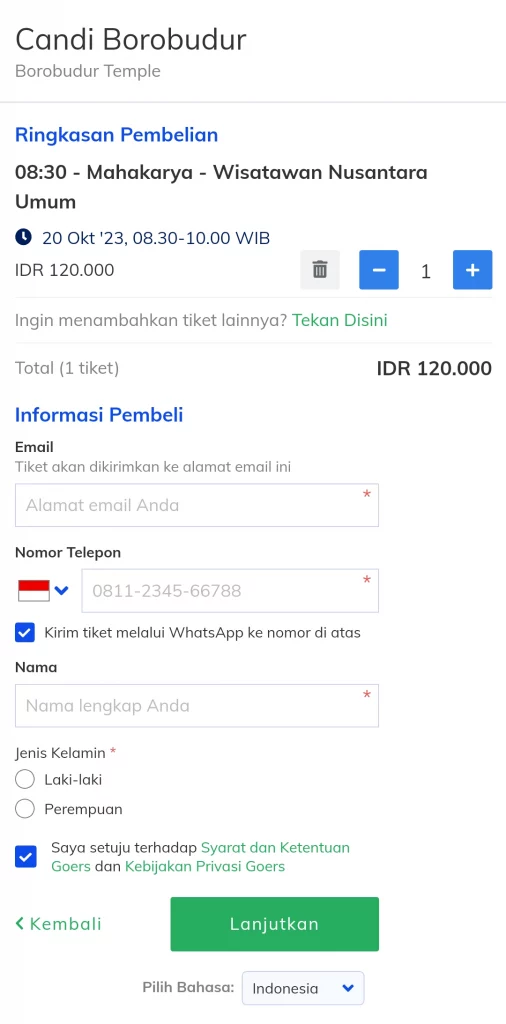 Cara beli tiket naik candi borobudur