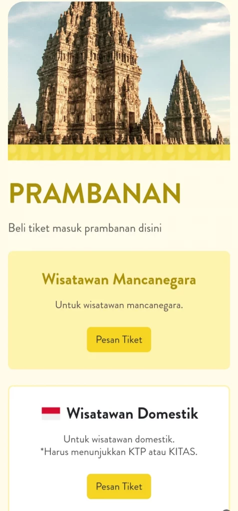 cara beli tiket candi prambanan 2023