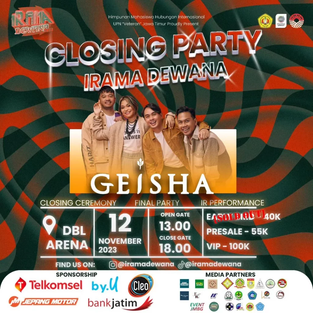 Jadwal Event Surabaya November 2023-Closing Party Irama Dewana (Geisha)
