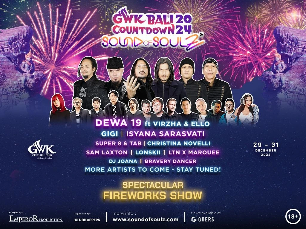 event musik tahun baru di GWK Bali Countdown 2024: Sound of Soul Z