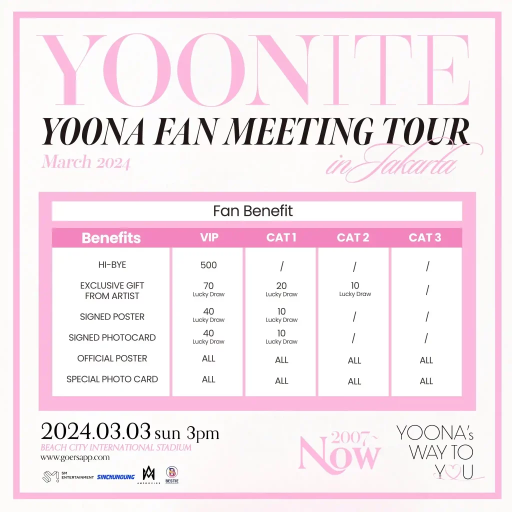 Benefit Tiket YOONITE: YoonA SNSD FanMeeting  Tour In Jakarta