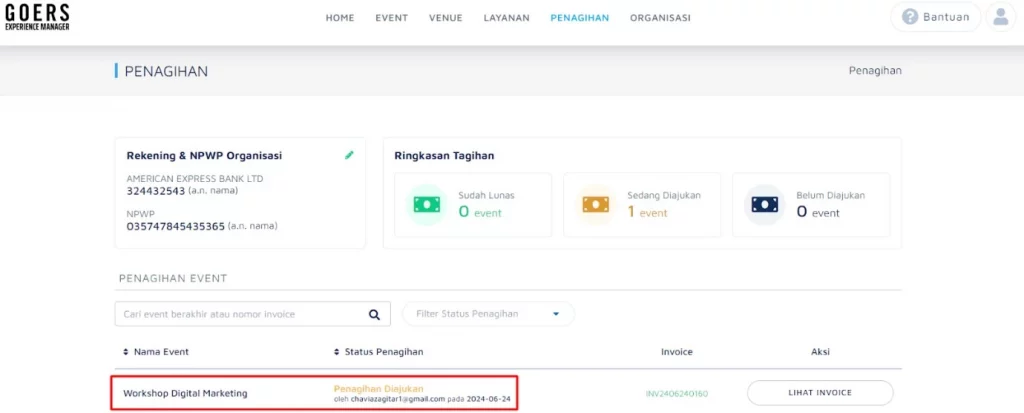 Tunggu proses penagihan